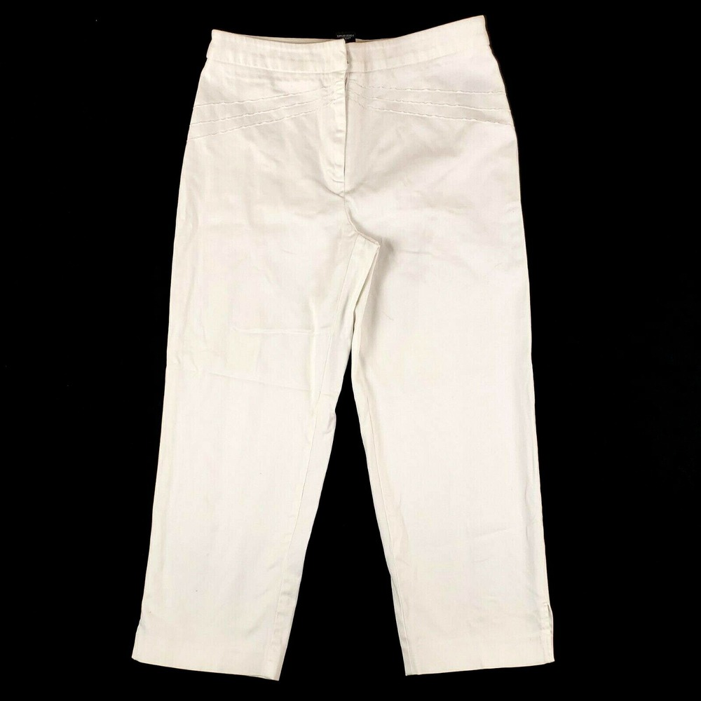 Mixit Women 8 Capri Pants White Stretch Cropped Slit Leg Casual Mid Rise
